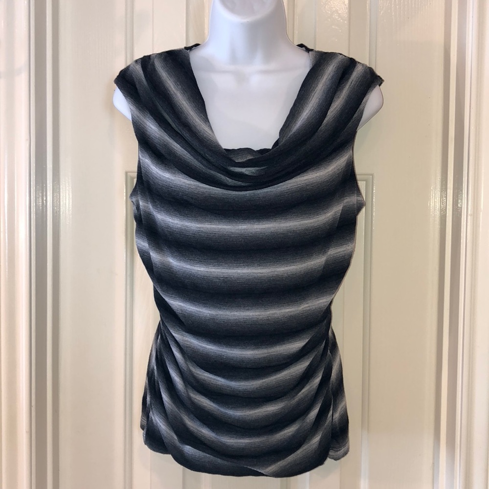 Black Stripe Shirred Waist Top